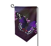 Bandiera da giardino di benvenuto per esterni di piccole dimensioni 31 x 45 cm doppia faccia resistente alle intemperie bandiera per casa viola prugna farfalla bandiere verticali per fattoria