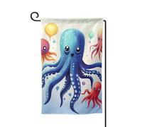 Bandiera da giardino di benvenuto per esterni di piccole dimensioni 31 x 45 cm doppia faccia resistente alle intemperie bandiera per casa colorata calamari polpo bandiere verticali per fattoria