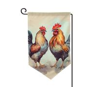 Bandiera da giardino di benvenuto per esterni di piccole dimensioni 31 x 45 cm doppia faccia resistente alle intemperie bandiera per casa gallo e gallina bandiere verticali per fattoria all'aperto