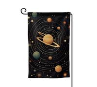 Bandiera da giardino di benvenuto per esterni di piccole dimensioni 31 x 45 cm doppia faccia resistente alle intemperie bandiera per casa retrò motivo astronomico bandiere verticali per fattoria