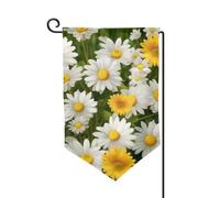 Bandiera da giardino di benvenuto per esterni di piccole dimensioni 31 x 45 cm doppia faccia resistente alle intemperie bandiera estiva floreale margherite fiori bandiere verticali per fattoria
