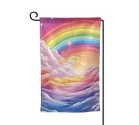 Bandiera da giardino di benvenuto per esterni di piccole dimensioni 31 x 45 cm doppia faccia resistente alle intemperie bandiera per casa bandiere verticali arcobaleno colorate per casa all'aperto