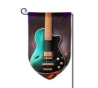 Bandiera da giardino di benvenuto per esterni di piccole dimensioni 31 x 45 cm doppia faccia resistente alle intemperie bandiera della casa musica verde chitarra bandiere verticali per fattoria