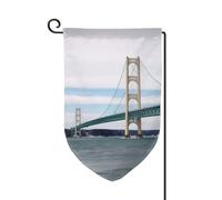 Bandiera da giardino di benvenuto per esterni di piccole dimensioni 31 x 45 cm doppia faccia resistente alle intemperie bandiera per casa Mackinac ponte sospeso bandiere verticali per fattoria
