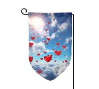 Bandiera da giardino di benvenuto per esterni di piccole dimensioni 31 x 45 cm doppia faccia resistente alle intemperie bandiera per casa cuori nel cielo bandiere verticali per fattoria all'aperto