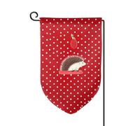 Bandiera da giardino di benvenuto per esterni di piccole dimensioni 31 x 45 cm doppia faccia resistente alle intemperie bandiera per casa rosso a pois riccio bandiere verticali per fattoria all'aperto