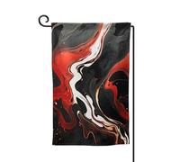 Bandiera da giardino di benvenuto per esterni di piccole dimensioni 31 x 45 cm doppia faccia resistente alle intemperie bandiera per casa in marmo nero e rosso bandiere verticali per fattoria