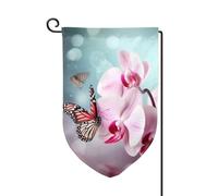 Bandiera da giardino di benvenuto per esterni di piccole dimensioni 31 x 45 cm doppia faccia resistente alle intemperie bandiera per casa fiore orchidea farfalla bandiere verticali per fattoria