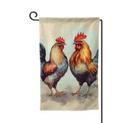 Bandiera da giardino di benvenuto per esterni di piccole dimensioni 31 x 45 cm doppia faccia resistente alle intemperie bandiera per casa gallo e gallina bandiere verticali per fattoria all'aperto