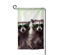 Bandiera da giardino di benvenuto per esterni di piccole dimensioni 31 x 45 cm doppia faccia resistente alle intemperie bandiera per casa divertente procione verde occhiali da sole bandiere verticali
