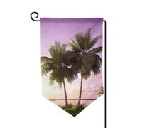 Bandiera da giardino di benvenuto per esterni di piccole dimensioni 31 x 45 cm doppia faccia resistente alle intemperie bandiera per casa albero tropicale bandiere verticali per fattoria all'aperto