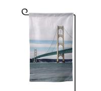 Bandiera da giardino di benvenuto per esterni di piccole dimensioni 31 x 45 cm doppia faccia resistente alle intemperie bandiera per casa Mackinac ponte sospeso bandiere verticali per fattoria
