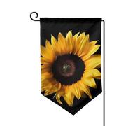 Bandiera da giardino di benvenuto per esterni di piccole dimensioni 31 x 45 cm doppia faccia resistente alle intemperie bandiera per casa girasole su sfondo nero bandiere verticali per fattoria