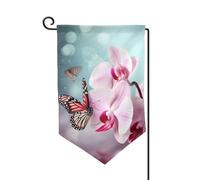 Bandiera da giardino di benvenuto per esterni di piccole dimensioni 31 x 45 cm doppia faccia resistente alle intemperie bandiera per casa fiore orchidea farfalla bandiere verticali per fattoria
