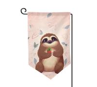 Bandiera da giardino di benvenuto per esterni di piccole dimensioni 31 x 45 cm doppia faccia resistente alle intemperie bandiera per casa carino bradipo bandiere verticali per fattoria all'aperto