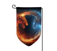 Bandiera da giardino di benvenuto per esterni di piccole dimensioni 31 x 45 cm doppia faccia resistente alle intemperie bandiera per casa draghi di fuoco e ghiaccio bandiere verticali per fattoria