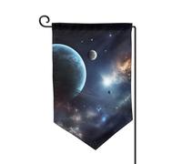Bandiera da giardino di benvenuto per esterni di piccole dimensioni 31 x 45 cm doppia faccia resistente alle intemperie bandiera per casa luna stelle e pianeti bandiere verticali per fattoria