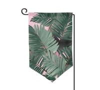 Bandiera da giardino di benvenuto per esterni di piccole dimensioni 31 x 45 cm doppia faccia resistente alle intemperie bandiera per casa verde palma foglie bandiere verticali per fattoria all'aperto