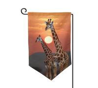 Bandiera da giardino di benvenuto per esterni di piccole dimensioni 31 x 45 cm doppia faccia resistente alle intemperie bandiera della casa giraffa al tramonto bandiere verticali per fattoria