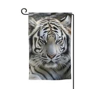 Bandiera da giardino di benvenuto per esterni di piccole dimensioni 31 x 45 cm doppia faccia resistente alle intemperie bandiera per casa tigre bianca e nera bandiere verticali per fattoria all'aperto