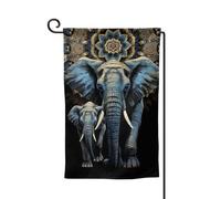 Bandiera da giardino di benvenuto per esterni di piccole dimensioni 31 x 45 cm doppia faccia resistente alle intemperie bandiera della casa due elefanti bandiere verticali per fattoria all'aperto