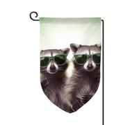 Bandiera da giardino di benvenuto per esterni di piccole dimensioni 31 x 45 cm doppia faccia resistente alle intemperie bandiera per casa divertente procione verde occhiali da sole bandiere verticali