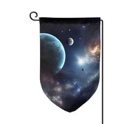 Bandiera da giardino di benvenuto per esterni di piccole dimensioni 31 x 45 cm doppia faccia resistente alle intemperie bandiera per casa luna stelle e pianeti bandiere verticali per fattoria