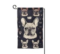 Bandiera da giardino di benvenuto per esterni di piccole dimensioni 31 x 45 cm doppia faccia resistente alle intemperie bandiera per casa I Love Bulldog francese bandiere verticali per fattoria
