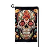 Bandiera da giardino di benvenuto per esterni di piccole dimensioni 31 x 45 cm doppia faccia resistente alle intemperie bandiera per casa bandiera colorata teschio di zucchero bandiere verticali per