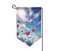 Bandiera da giardino di benvenuto per esterni di piccole dimensioni 31 x 45 cm doppia faccia resistente alle intemperie bandiera per casa cuori nel cielo bandiere verticali per fattoria all'aperto