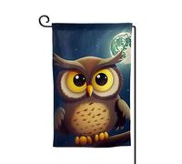 Bandiera da giardino di benvenuto per esterni di piccole dimensioni 31 x 45 cm doppia faccia resistente alle intemperie bandiera della casa gufo e luna gialla bandiere verticali per fattoria