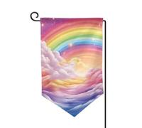Bandiera da giardino di benvenuto per esterni di piccole dimensioni 31 x 45 cm doppia faccia resistente alle intemperie bandiera per casa bandiere verticali arcobaleno colorate per casa all'aperto