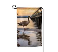 Bandiera da giardino di benvenuto per esterni di piccole dimensioni 31 x 45 cm doppia faccia resistente alle intemperie bandiera per casa oca selvatica vicino al ponte bandiere verticali per fattoria