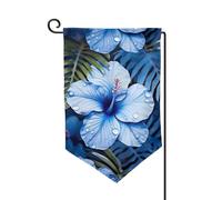 Bandiera da giardino di benvenuto per esterni di piccole dimensioni 31 x 45 cm doppia faccia resistente alle intemperie bandiera per casa fiore blu tropicale bandiere verticali per fattoria all'aperto