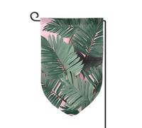 Bandiera da giardino di benvenuto per esterni di piccole dimensioni 31 x 45 cm doppia faccia resistente alle intemperie bandiera per casa verde palma foglie bandiere verticali per fattoria all'aperto