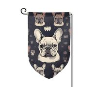 Bandiera da giardino di benvenuto per esterni di piccole dimensioni 31 x 45 cm doppia faccia resistente alle intemperie bandiera per casa I Love Bulldog francese bandiere verticali per fattoria