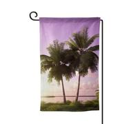 Bandiera da giardino di benvenuto per esterni di piccole dimensioni 31 x 45 cm doppia faccia resistente alle intemperie bandiera per casa albero tropicale bandiere verticali per fattoria all'aperto