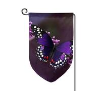 Bandiera da giardino di benvenuto per esterni di piccole dimensioni 31 x 45 cm doppia faccia resistente alle intemperie bandiera per casa viola prugna farfalla bandiere verticali per fattoria