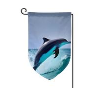 Bandiera da giardino di benvenuto per esterni di piccole dimensioni 31 x 45 cm doppia faccia resistente alle intemperie bandiera per casa delfino bandiere verticali per fattoria all'aperto prato patio