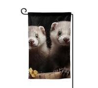 Bandiera da giardino di benvenuto per esterni di piccole dimensioni 31 x 45 cm doppia faccia resistente alle intemperie bandiera per casa furetti bandiere verticali per fattoria all'aperto prato patio