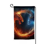 Bandiera da giardino di benvenuto per esterni di piccole dimensioni 31 x 45 cm doppia faccia resistente alle intemperie bandiera per casa draghi di fuoco e ghiaccio bandiere verticali per fattoria