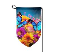 Bandiera da giardino di benvenuto per esterni di piccole dimensioni 31 x 45 cm doppia faccia resistente alle intemperie bandiera per casa colorata farfalla fiore bandiere verticali per fattoria