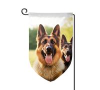 Bandiera da giardino di benvenuto per esterni di piccole dimensioni 31 x 45 cm doppia faccia resistente alle intemperie bandiera per casa felice pastore tedesco bandiere verticali per fattoria