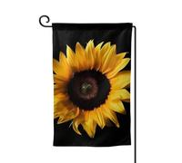 Bandiera da giardino di benvenuto per esterni di piccole dimensioni 31 x 45 cm doppia faccia resistente alle intemperie bandiera per casa girasole su sfondo nero bandiere verticali per fattoria