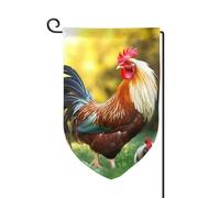 Bandiera da giardino di benvenuto per esterni di piccole dimensioni 31 x 45 cm doppia faccia resistente alle intemperie bandiera per casa divertente gallo bandiere verticali per fattoria all'aperto
