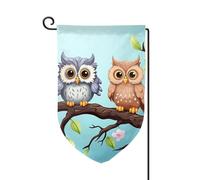 Bandiera da giardino di benvenuto per esterni di piccole dimensioni 31 x 45 cm doppia faccia resistente alle intemperie bandiera per casa gufi su un ramo bandiere verticali per fattoria all'aperto