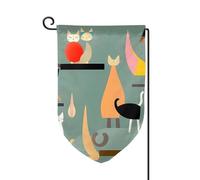 Bandiera da giardino di benvenuto per esterni di piccole dimensioni 31 x 45 cm doppia faccia resistente alle intemperie bandiera per casa arte moderna della metà del secolo bandiere verticali per