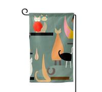 Bandiera da giardino di benvenuto per esterni di piccole dimensioni 31 x 45 cm doppia faccia resistente alle intemperie bandiera per casa arte moderna della metà del secolo bandiere verticali per