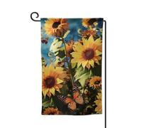 Bandiera da giardino di benvenuto per esterni di piccole dimensioni 31 x 45 cm doppia faccia resistente alle intemperie bandiera per casa girasoli e farfalle bandiere verticali per fattoria all'aperto