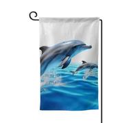 Bandiera da giardino di benvenuto per esterni di piccole dimensioni 31 x 45 cm doppia faccia resistente alle intemperie bandiera per casa unica 3D delfino bandiere verticali per fattoria all'aperto